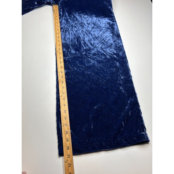 Anthropologie Pants Womens Small Blue Velvet Wide Leg Party Holiday High Rise - Picture 8 of 9